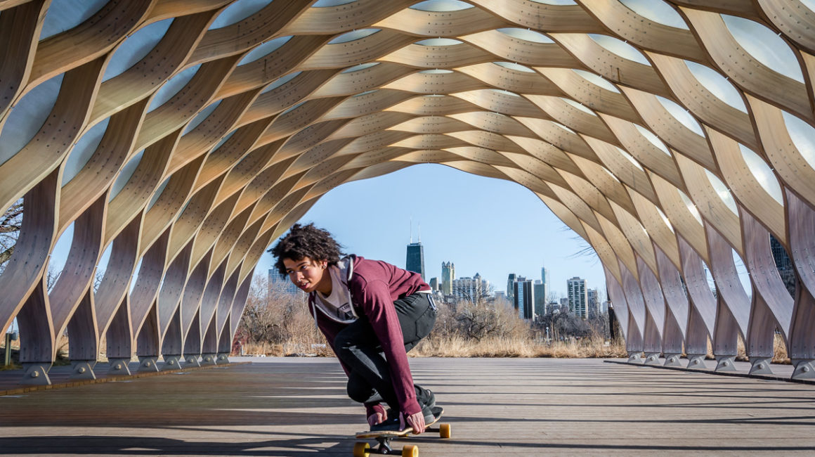 skateboarding in the park